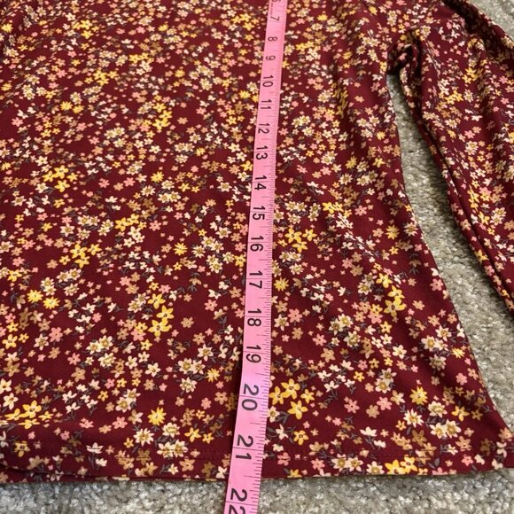 NWT Lulu's Women's Floral Long Sleeve Mock Neck Top Burgundy Size Large #239 - Picture 6 of 10